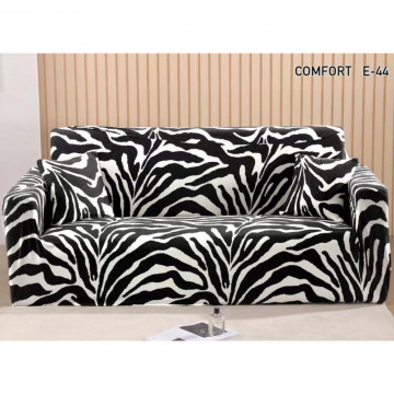 Husa elastica moderna pentru canapea 3 locuri + 1 față de perna CADOU, cu brate, alb / negru, HES3-64 - Img 1