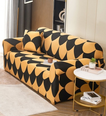 Husa Elastica pentru Canapea 2 Locuri, Black and Beige, HEJ2-10 – fotografie comercială a produsului
