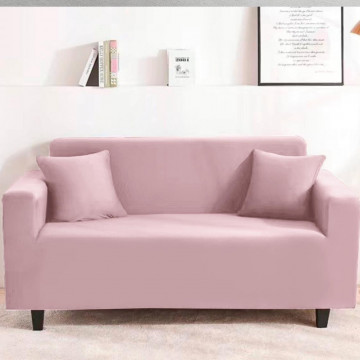 Husa elastica pentru canapea 3 locuri + 1 fata de perna cadou, uni, cu brate, roz, L02 - Img 1