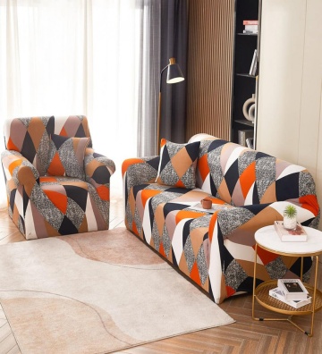 Canapea de 3 locuri cu husa elastica HEJ3-15, model Forme Colorate, prezentare suplimentara
