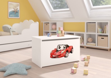 Ladă pentru jucării DARIA – 73x40x42 cm – Alb / Roșu CAR