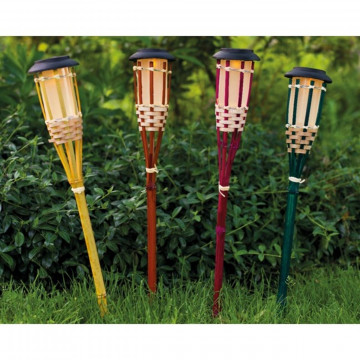 Lampa de gradina Torch, Lumineo, 9x54 cm, bambus, roz - Img 2