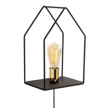 Lampa de perete opviq ev, 21x33 cm, E27, 100 W, negru / auriu - Img 1