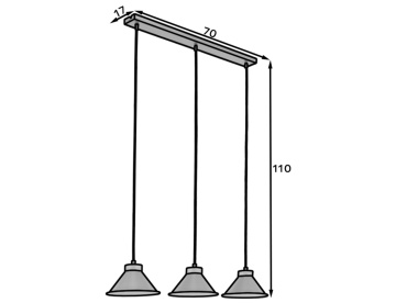 Lampa suspendata cu trei becuri, 70x17x110 cm, Detmer, Eltap - Img 3