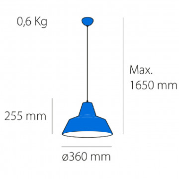 Lampa suspendata Umbrella 6, albastru, Soclu E27, Max 60W, Kelektron - Img 4
