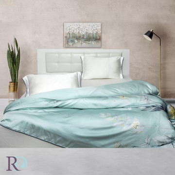 Lenjerie de pat, 100% tencel, alb / turquoise, Roxyma Dream Josephine - Img 2