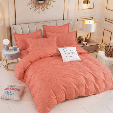 Lenjerie de pat cu 2 fete, tesatura tip finet, pat 2 persoane, 6 piese, corai, FNJ-415