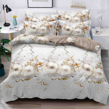 Lenjerie Finet 4 Piese | Model Globuri Aurii și Brad Argintiu | Pat 1 Persoană | Jojo Home
