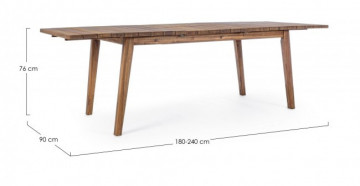 Masa din lemn de salcam, 180/240x90 cm, Varsavia, Bizzotto - Img 3