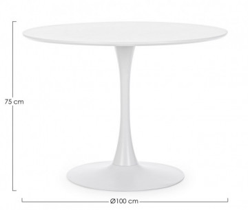 Masa dining pentru 4 persoane alba din MDF melaminat, ∅ 100 cm, Bloom Bizzotto - Img 2