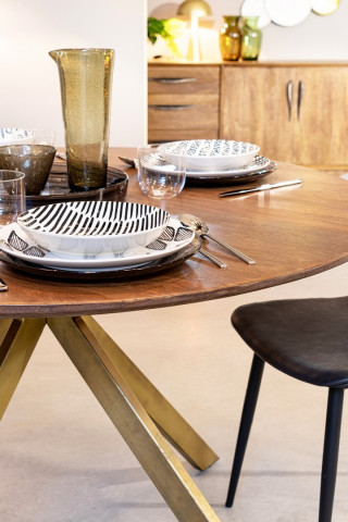 Masa dining pentru 6 persoane maro din lemn de Mango, ∅ 120 cm, Sherman Bizzotto - Img 5