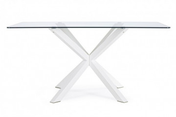 Masa dining pentru 6 persoane transparenta/alb din sticla temperata, 160 cm, May Bizzotto - Img 3