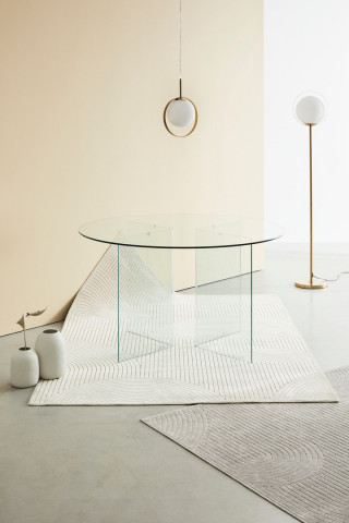 Masa dining pentru 6 persoane transparenta din sticla temperata, ∅ 130 cm, Iride Bizzotto - Img 6