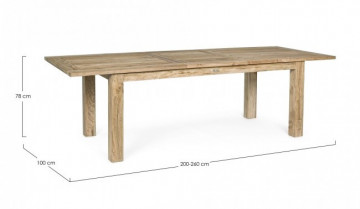 Masa extensibila, din lemn de teak, 200/260X100 cm, Montevideo, Bizzotto - Img 2