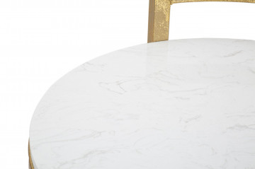 Masuta auxiliara aurie/carrara alb din metal si marmura, ∅ 40,5 cm, Marble Mauro Ferretti - Img 4