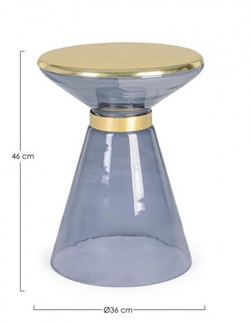Masuta de cafea albastra/aurie din sticla si metal, ∅ 36 cm, Meriel Bizzotto - Img 2