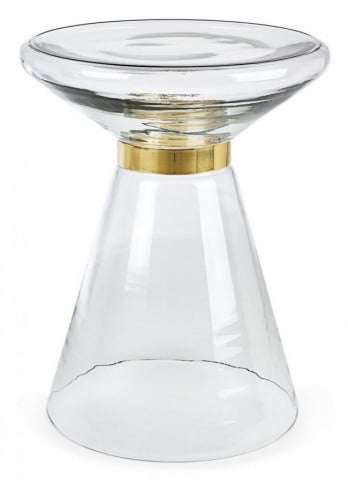 Masuta de cafea transparenta/aurie din sticla si metal, ∅ 36 cm, Azmin Bizzotto - Img 1