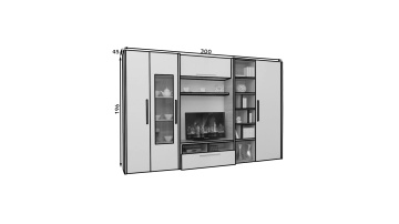 Mobilier living SMERA – 300x45x196 cm – Alb lucios / Sonoma - Img 3