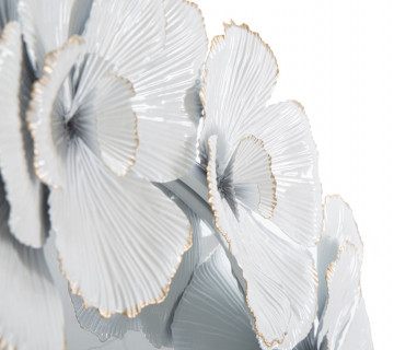 Oglinda decorativa alba cu rama din metal, ∅ 85,5 cm, Glam Flowers Mauro Ferretti - Img 2