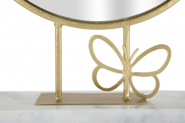 Oglinda decorativa aurie din metal si marmura, 30x39,5x9 cm, Butterfly Mauro Ferretti - Img 3