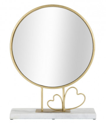Oglinda decorativa aurie din metal si marmura, 30x39,5x9 cm, Hearts Mauro Ferretti - Img 1