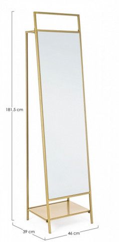 Oglinda dreptunghiulara cu suport pentru podea aurie din metal, 181,5x46 cm, Ekbal Bizzotto - Img 2