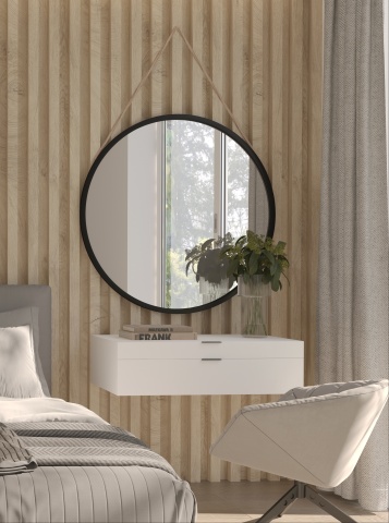 Oglindă Grace Round Mirror on a rope 80cm – Negru - Img 2