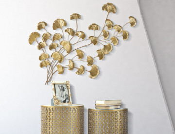 Panou decorativ auriu din metal, 115,5x4x90 cm, Little Leaf Mauro Ferretti - Img 5