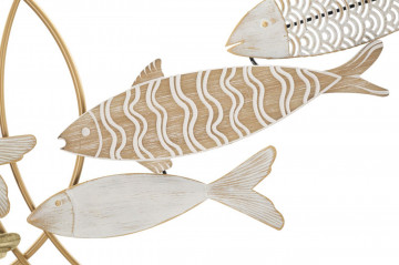 Panou decorativ maro/alb din metal si MDF, 143x5x61,6 cm, Fish Mauro Ferretti - Img 2