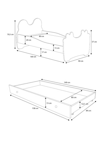 Pat copii cu saltea din spuma si somiera incluse, Bear, ADRK Furniture - Img 15