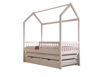Pat House Artes II – cu somieră inclusă – Alb – House Bed Artes II – Varianta 1