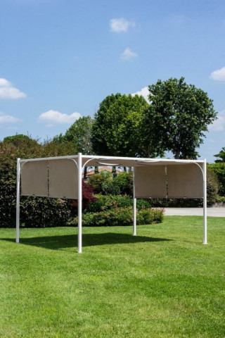 Pavilion pentru gradina alb/bej din stofa si metal, 300x400 cm, Tortora Bizzotto - Img 3