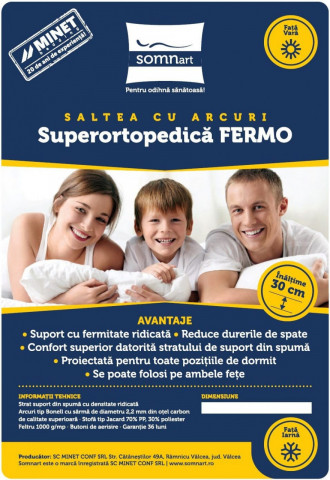 Saltea cu arcuri SomnART FERMO 120x200, înălțime 30 cm, superortopedica, husă matlasată, duritate extra ferma - Img 7