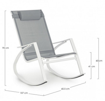 Scaun balansoar pentru gradina gri/alb din metal si textilena, 60,5 cm, Demid Bizzotto - Img 2