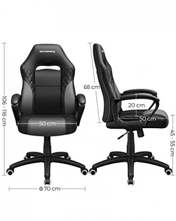 Scaun de birou ergonomic cu recliner, piele ecologica, negru, Songmics - Img 9