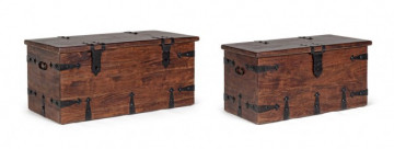 Set 2 cufere pentru depozitare maro din lemn de Acacia, 102 - 83 cm, Jaipur Bizzotto - Img 1