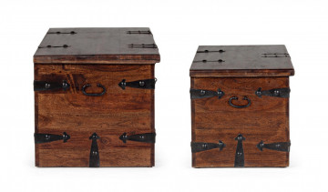 Set 2 cufere pentru depozitare maro din lemn de Acacia, 102 - 83 cm, Jaipur Bizzotto - Img 8