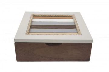 Set 2 cutii de depozitare din lemn, 19x19x7 cm / 16x16x5,5 cm, Lignes Mauro Ferreti - Img 2
