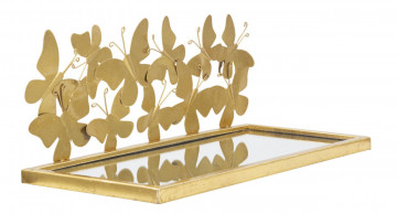 Set 2 noptiere cu oglinda aurii din metal, 43x19,2x16,5 cm, Butterflies Mauro Ferretti - Img 3