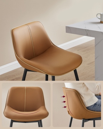 Set 2 scaune de bar, 50 x 49,5 x 87,5 cm, metal / piele ecologica, caramel / negru, Vasagle - Img 4