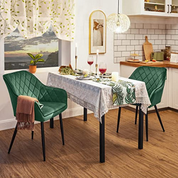 Set 2 scaune dining, 62.5 x 60 x 85 cm, catifea, verde, Songmics - Img 4