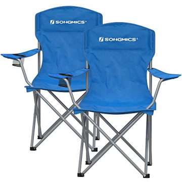 Set 2 scaune pliabile pentru camping, 86 x 54 x 97 cm, metal / textil, albastru, Songmics - Img 1