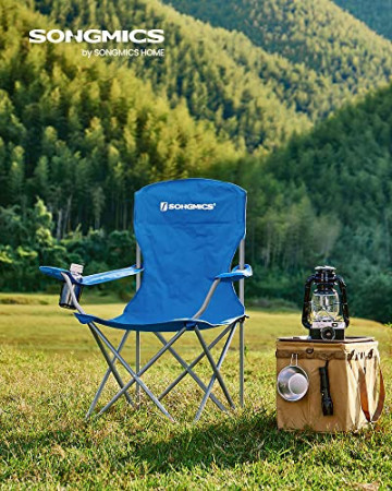 Set 2 scaune pliabile pentru camping, 86 x 54 x 97 cm, metal / textil, albastru, Songmics - Img 2