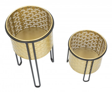 Set 2 suporturi pentru ghivece aurii/negre din metal, ∅ 23 - ∅ 20 cm, Glissy Mauro Ferretti - Img 4