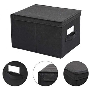 Set 3 cutii pliabile pentru depozitare, carton / textil, negru, Songmics - Img 7
