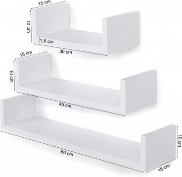 Set 3 rafturi perete, alb, LWS66W - Img 3