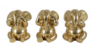 Set 3 statuete aurii din polirasina, ø 15,5 cm, Elephant Mauro Ferreti - Img 1