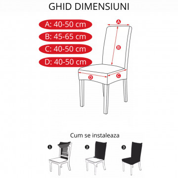 Set 6 huse pentru scaune, cu elastic, spandex, gri antracit, HESS-61 - Img 3