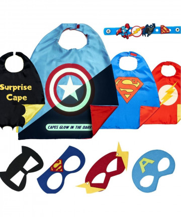 Set costume supereroi pentru fete, 4 pelerine si masti, multicolor - Img 4