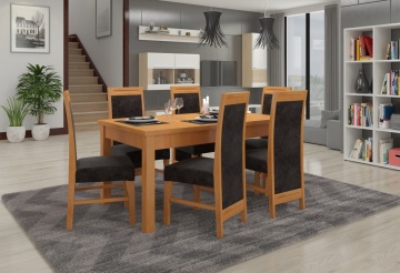 Set de masa extensibila si 6 scaune tapitate, RODOS 57, ADRK Furniture